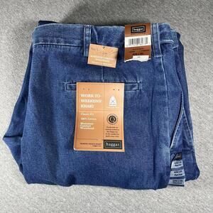 Haggar Work-To-Weekend Khaki Men’s Classic Fit Denim Pants, 42W x 29L Comfort